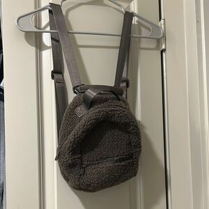 Brown Fleece Mini Backpack with Adjustable Straps